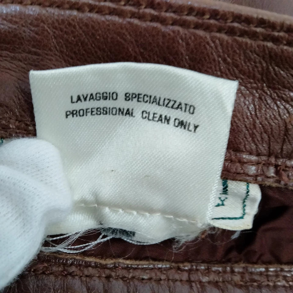 Gucci Italy. Brown Leather Cut/Sew Skirt