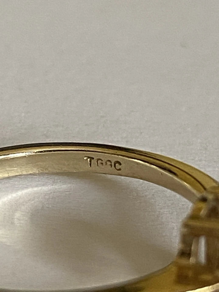 Gold Vermeil LONDON. Vintage Circa 2000. Gilt Sterling Silver Pink Tourmaline Solitaire Ring Size N1/2