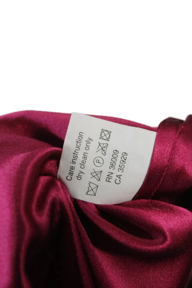 Calvin Klein NYC. Dark Pink Knee Length Sleeveless Zip Silk Slip Dress