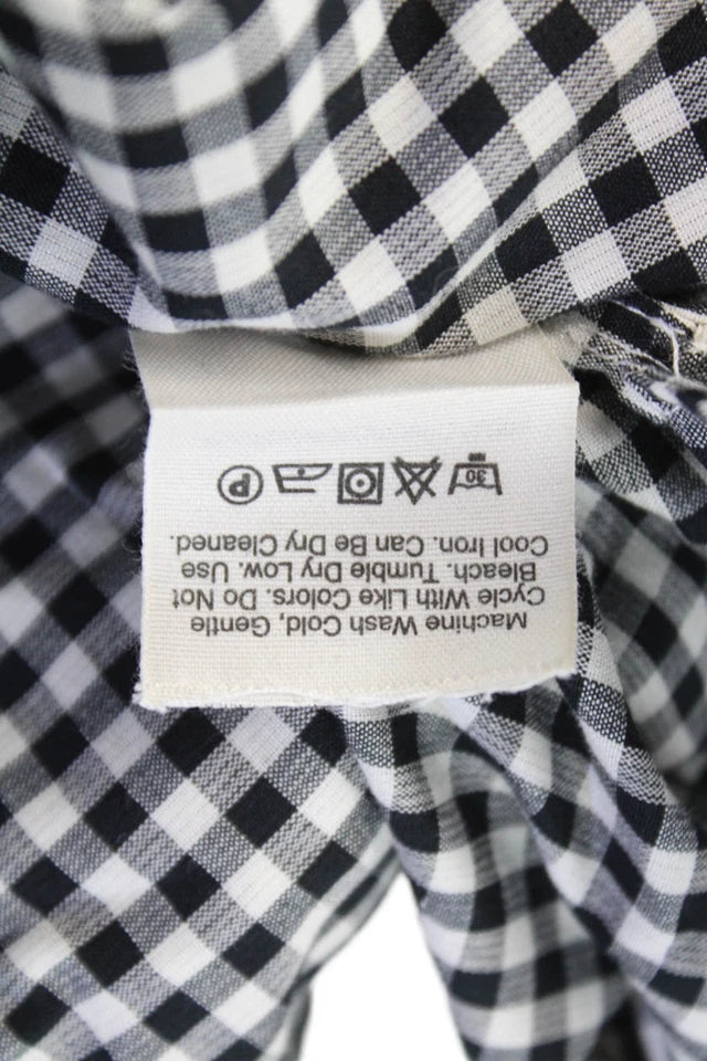 DONNA KARANA Pure DKNY.  Cotton Gingham Crew Neck Long Sleeve Dress