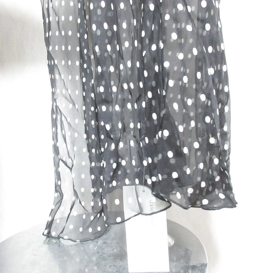 RAT&BOA JAPAN. Romelle. NEW W/TAGS Black Silk Semi-Sheer Polka Dot Slit Dress