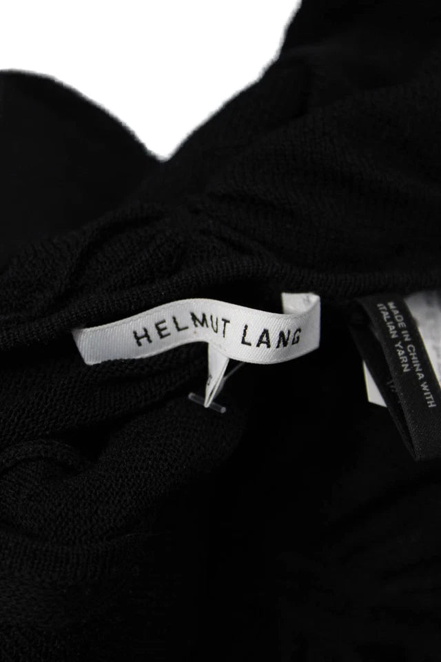Helmut Lang NY. Black Vintage  V-Neck 3/4 Sleeve Silk Blend Top