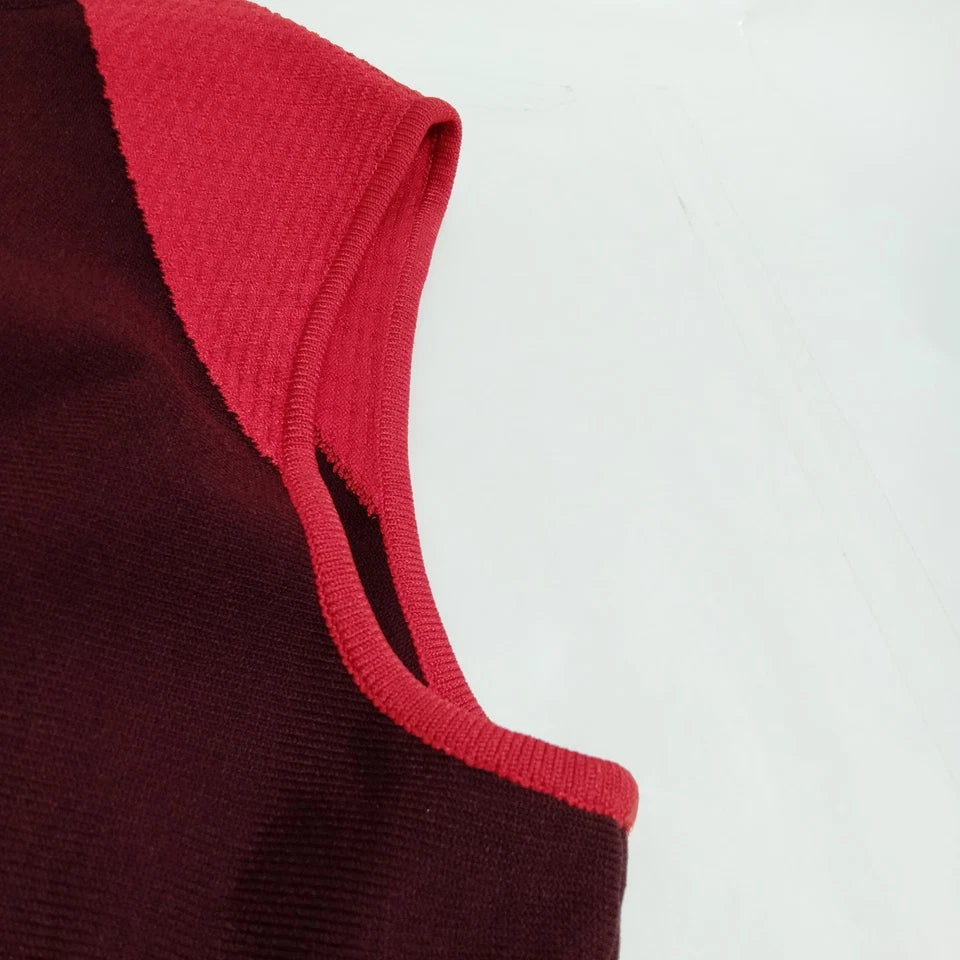 Alexander McQueen UK. Sarah Burton Designer. Textured Red/Black Rayon Fabric Geometric Sleeveless Dress