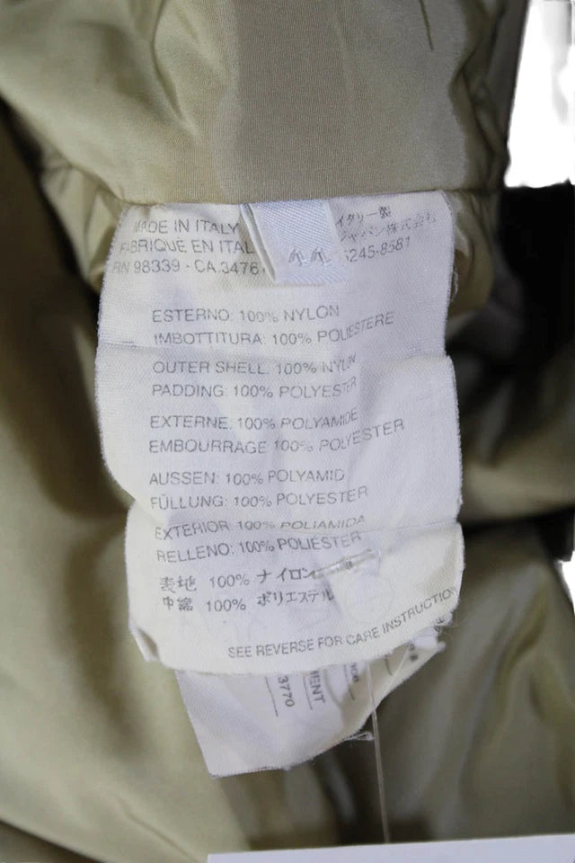 Prada Italy. Khaki Color Collared Buckle Long Sleeve Trench PolyTech Coat