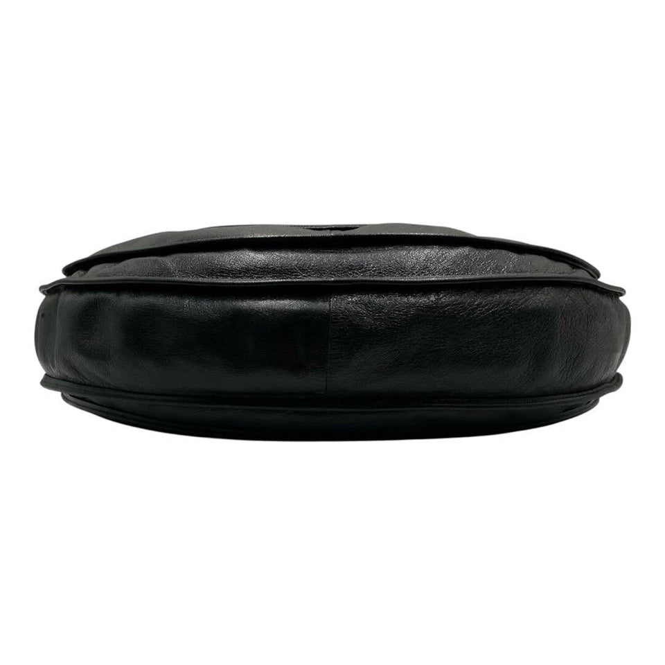 MICHIAMO JAPAN. Black Extra Large Hobo Style Lambksin Leather Shoulderbag