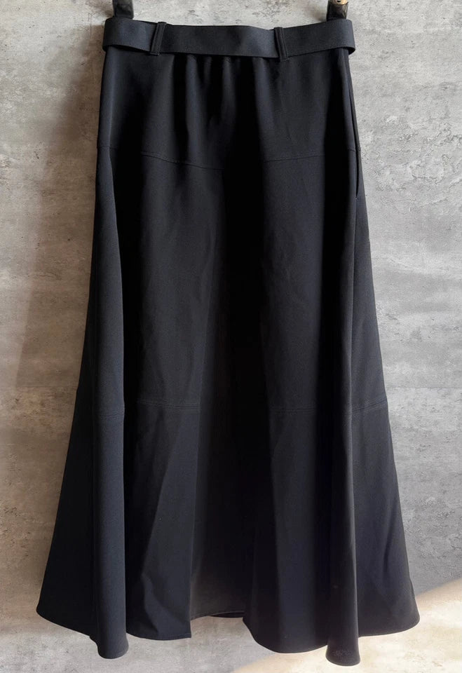 United Tokyo Japan. Base Black Polyester Blend A-Line Maxi Skirt