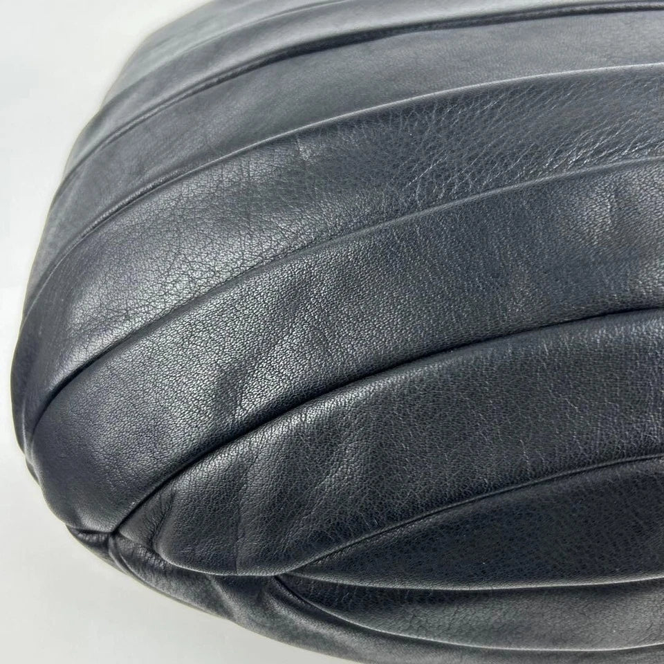 KAWA KAWA JAPAN. Black Lambskin Quilted Leather Tote Bag / Shoulder Bag