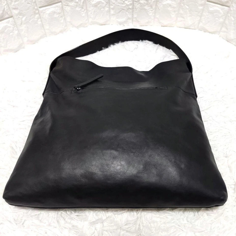 Kawa-Kawa Japan. Black Lambskin Soft Leather Shoulder Bag