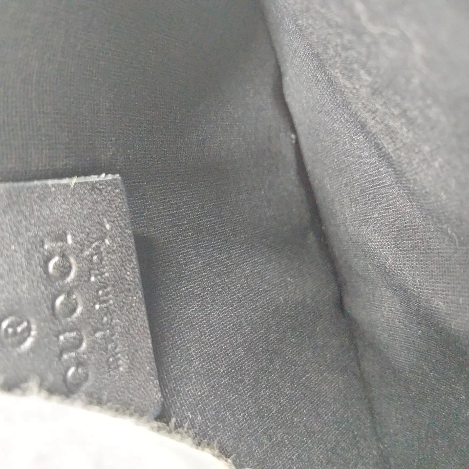 Gucci Italy. Black Canvas/Leather Logos Shoulderbag/ Handbag