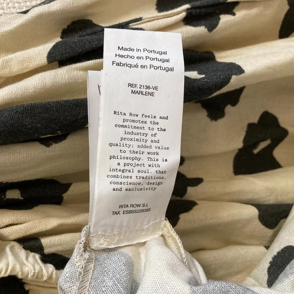 RITA ROW JAPAN. Beige, Black Pop Floral Sleeveless Print Dress