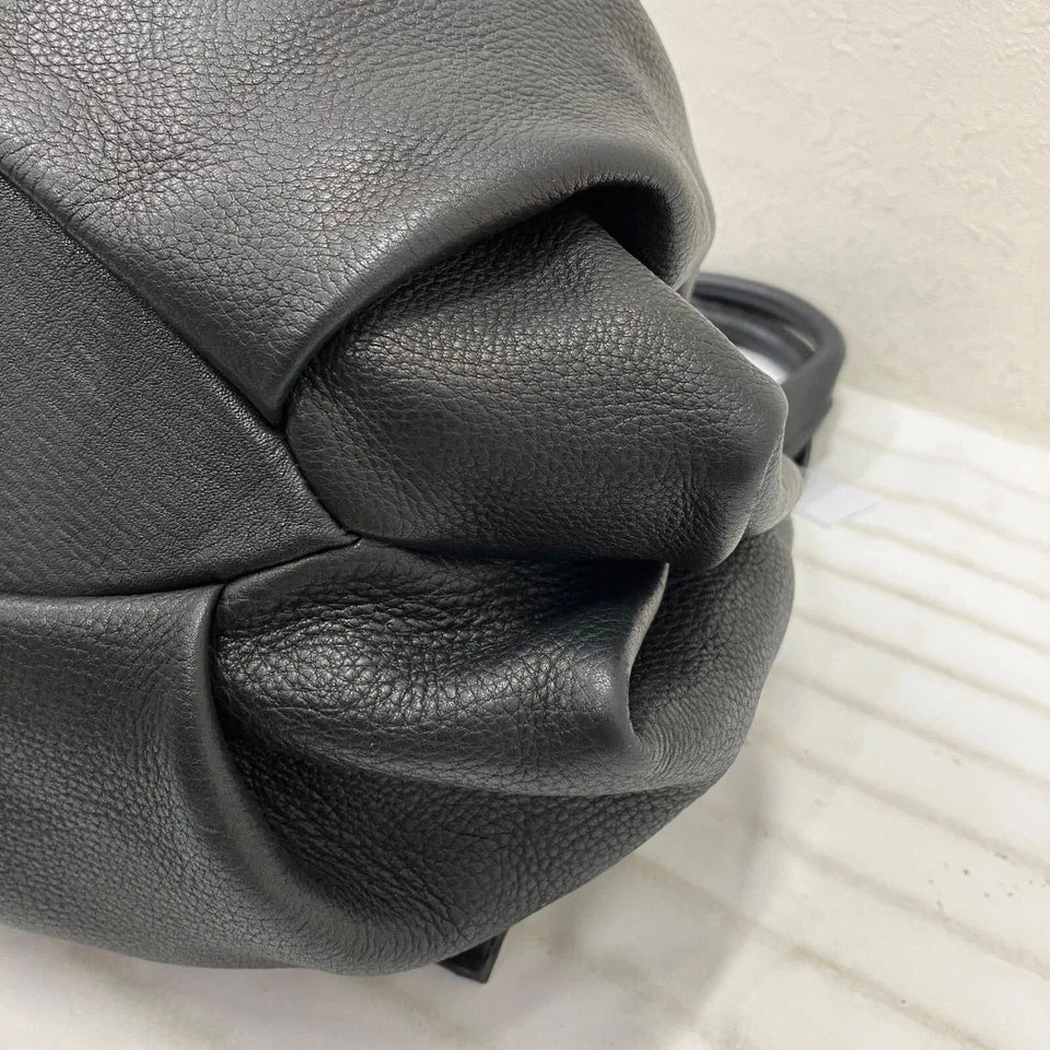 MICHIAMO JAPAN. Black Leather Shoulder Bag / Tote Bag