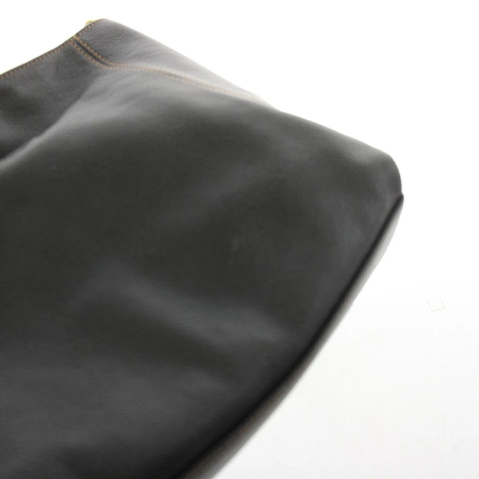 KITAMURA JAPAN. BLACK PEBBLED LEATHER SHOULDER BAG / HAND BAG