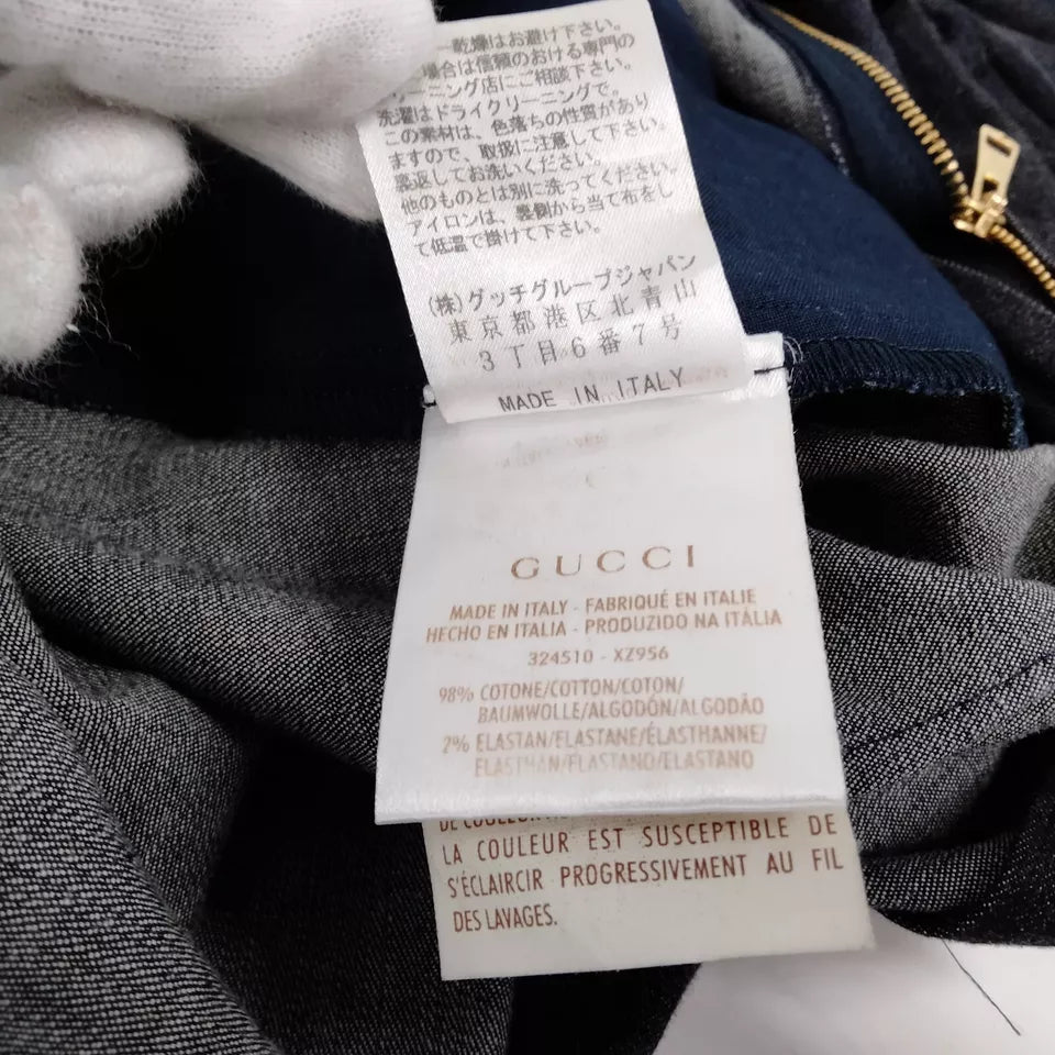 Gucci Italy. Dark Blue Cotton, Polyethylene Dress