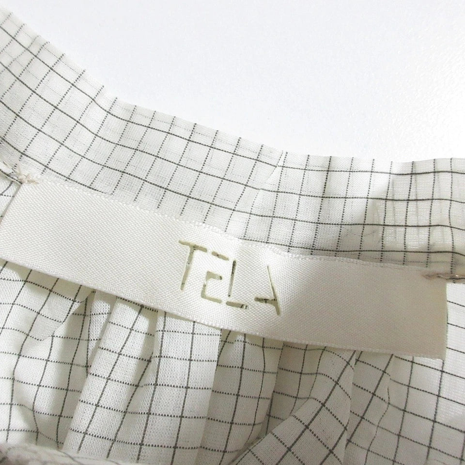 TELA graph JAPAN. Cotton/Silk Blend Off-White check dolman sleeve dress
