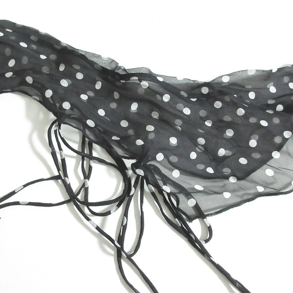 RAT&BOA JAPAN. Romelle. NEW W/TAGS Black Silk Semi-Sheer Polka Dot Slit Dress
