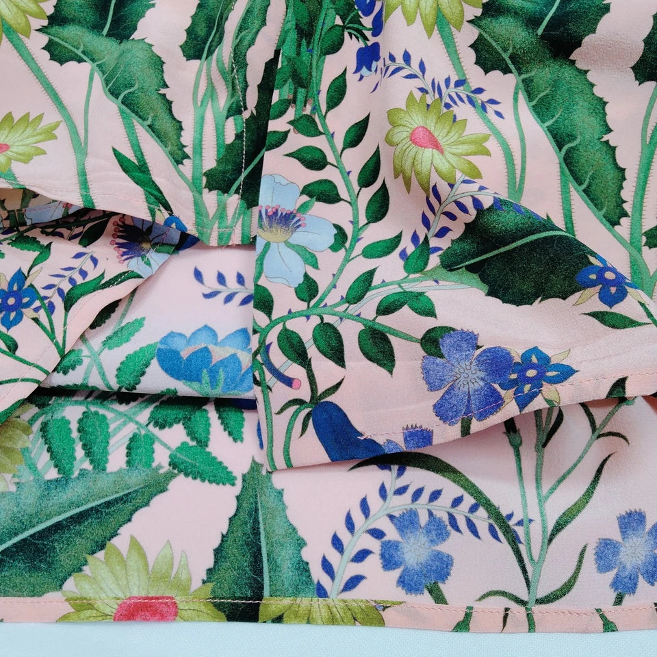 Gucci Italy Silk Floral Garden Print Blouse