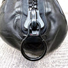 Kawa-Kawa JAPAN. 25bis. Black Lambskin Leather Round Big Zipper Tote Bag / Shoulder Bag