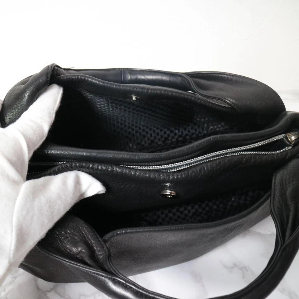 MICHIAMO JAPAN. Black Kipp Soft Leather Luxury Handbag