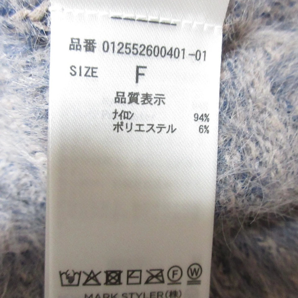 MURUA JAPAN. 25AW COLLECTION. Navy/Gray Two-Tone Mix Shaggy Knit Pullover Cropped Sweater