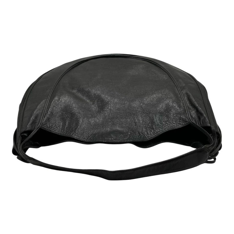 MICHIAMO JAPAN. Black Extra Large Hobo Style Lambksin Leather Shoulderbag