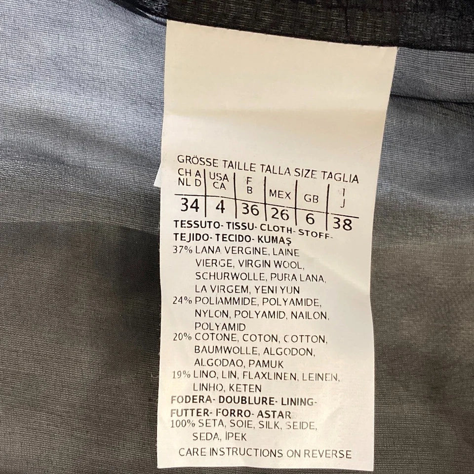 Max Mara ITALY. Black/Grey Plaid Check Pattern Tweed Long Chester Coat