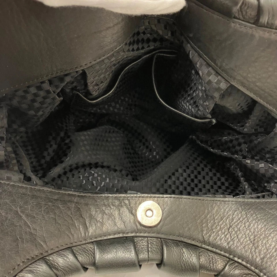 MICHIAMO JAPAN. Black Leather Shoulder Bag / Tote Bag