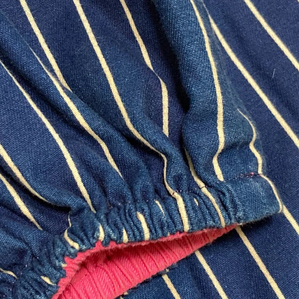 YAB-YUM JAPAN. Navy Stripe Pattern Cotton No-collar Long Coat/Dress