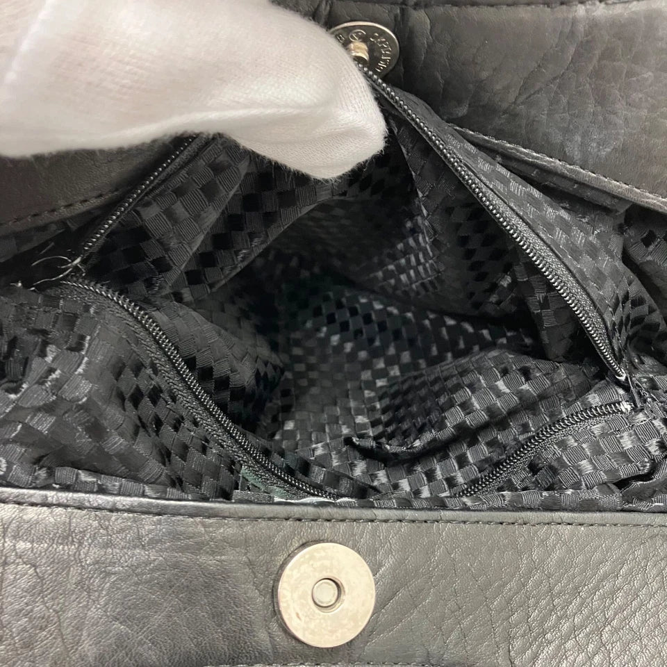 MICHIAMO JAPAN. Black Leather Shoulder Bag / Tote Bag