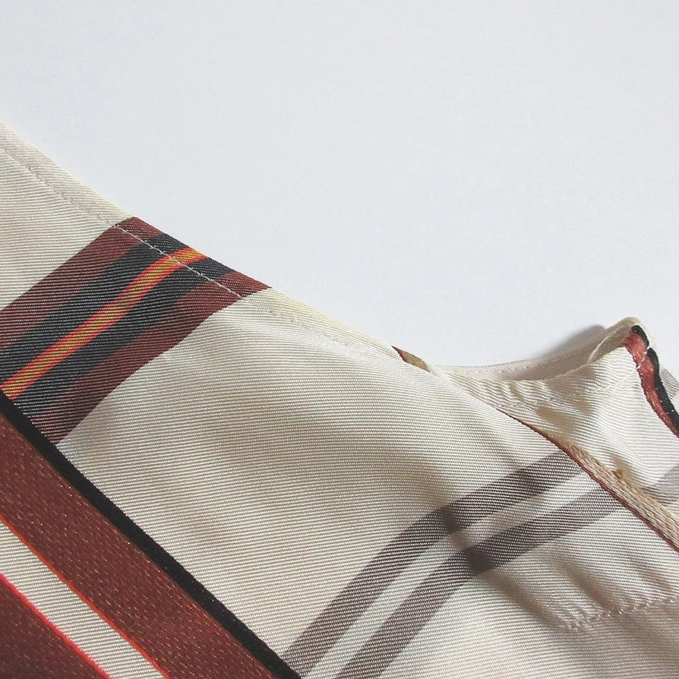LIVIANA CONTI ITALY. Beige Rayon Check Sleeveless Dress