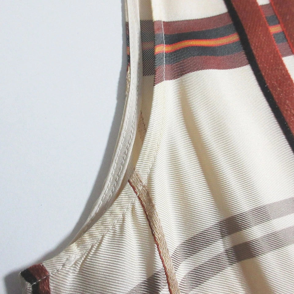 LIVIANA CONTI ITALY. Beige Rayon Check Sleeveless Dress