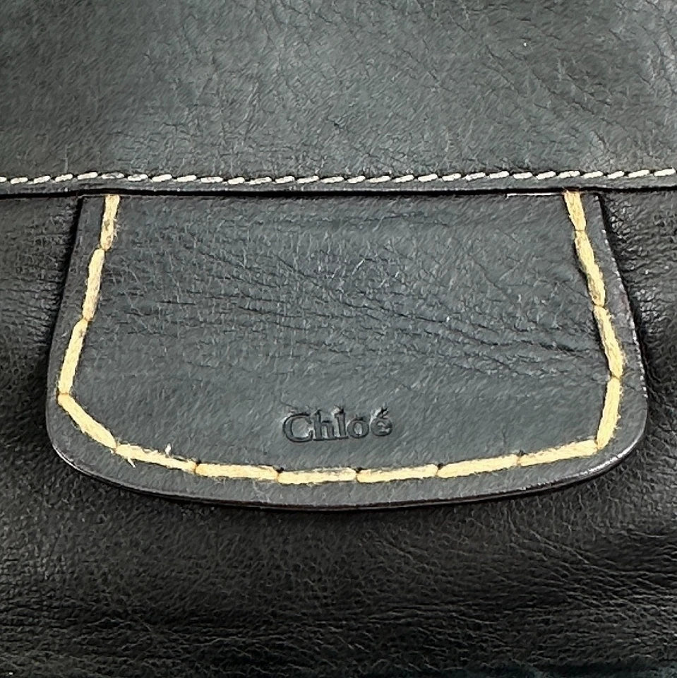 Chloe Paris. Black Leather Large Satchel Shoulderbag / Handbag