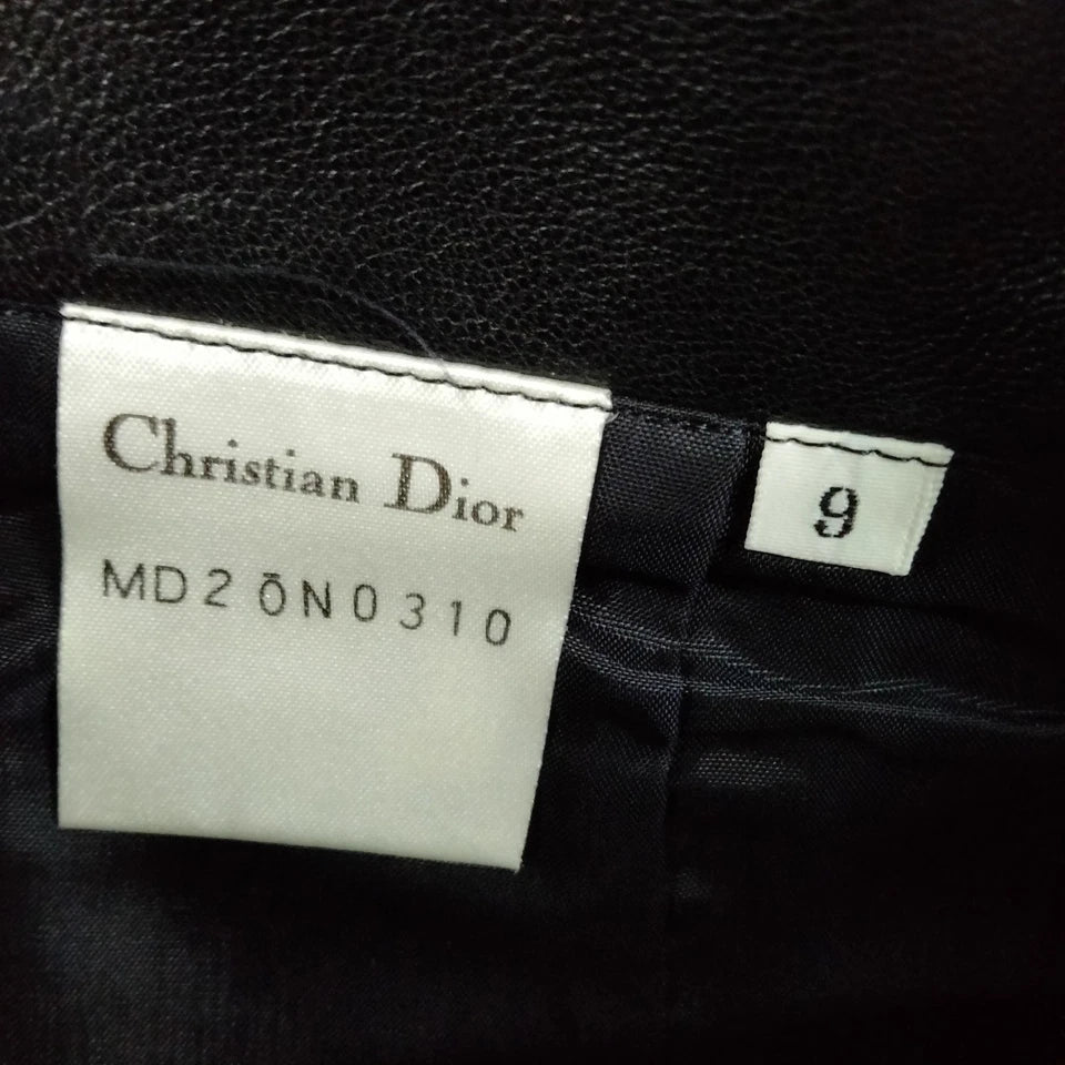 Christian Dior Paris. Black Lambskin Leather Skirt