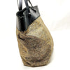 Bottega Veneta ITALY. Brown Canvas/Black Leather Large Tote Bag