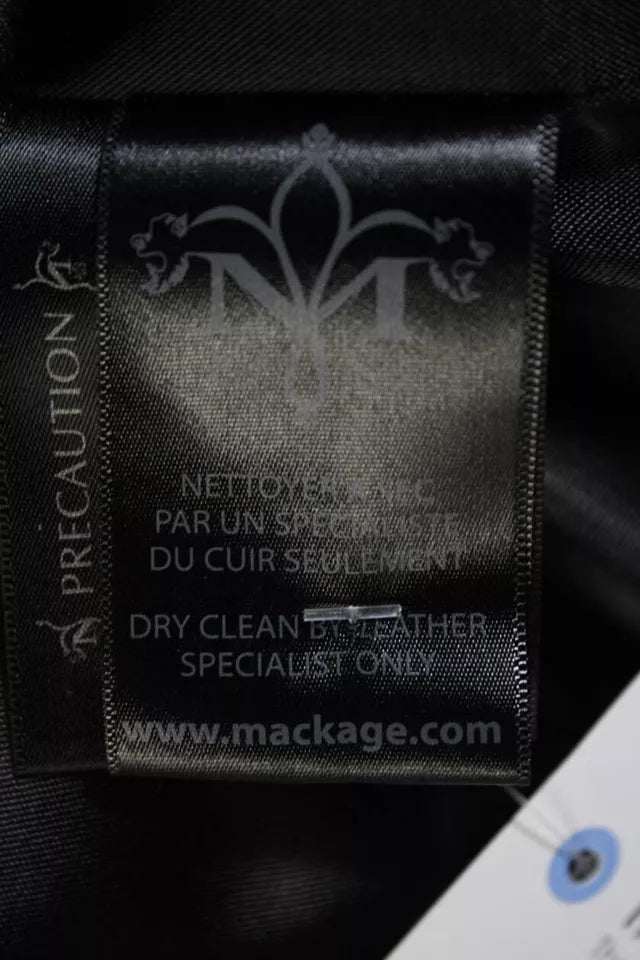 Mackage Montreal. Black/Gray Dyed Wool Shearling Fur Leather Trim Car Coat