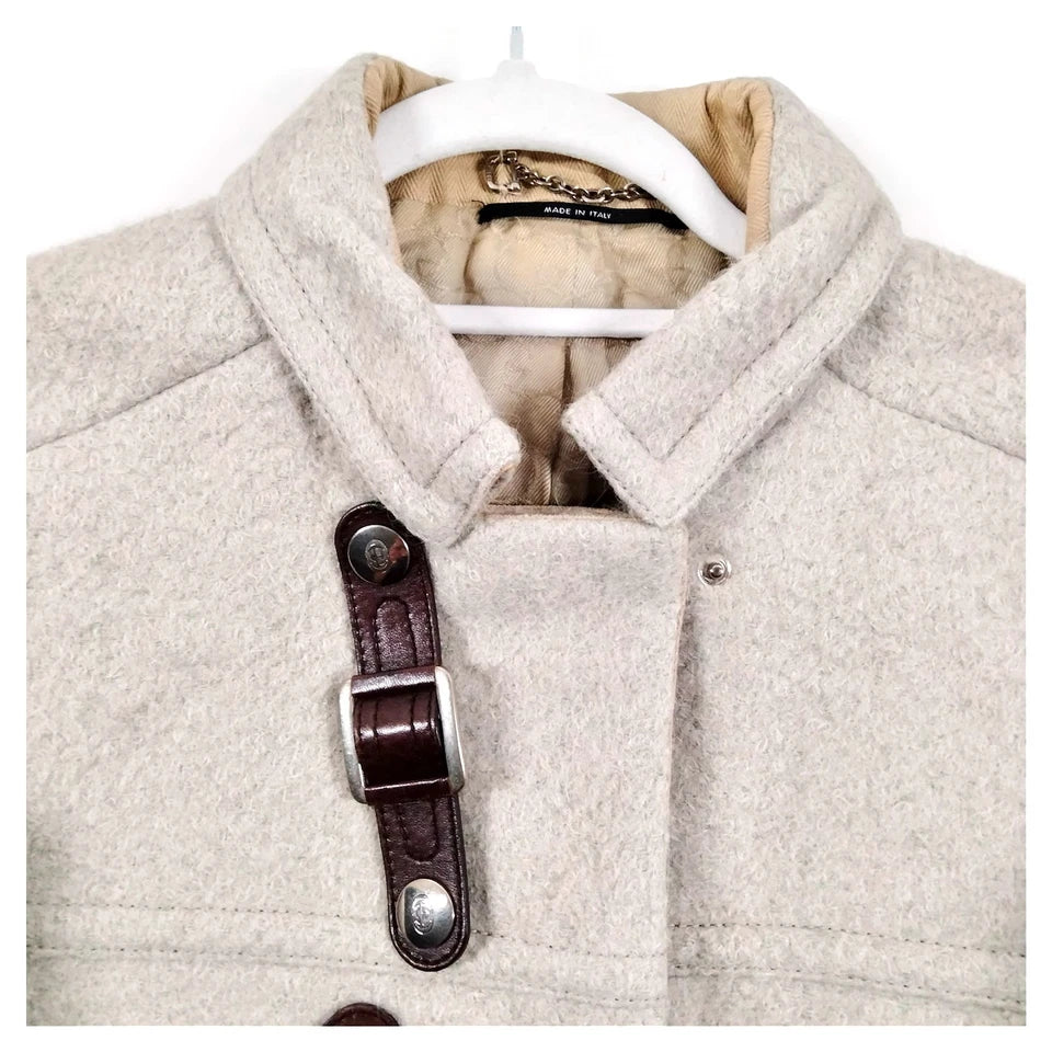 Gucci Italy. Vintage Alpaca, Wool, Leather Coat