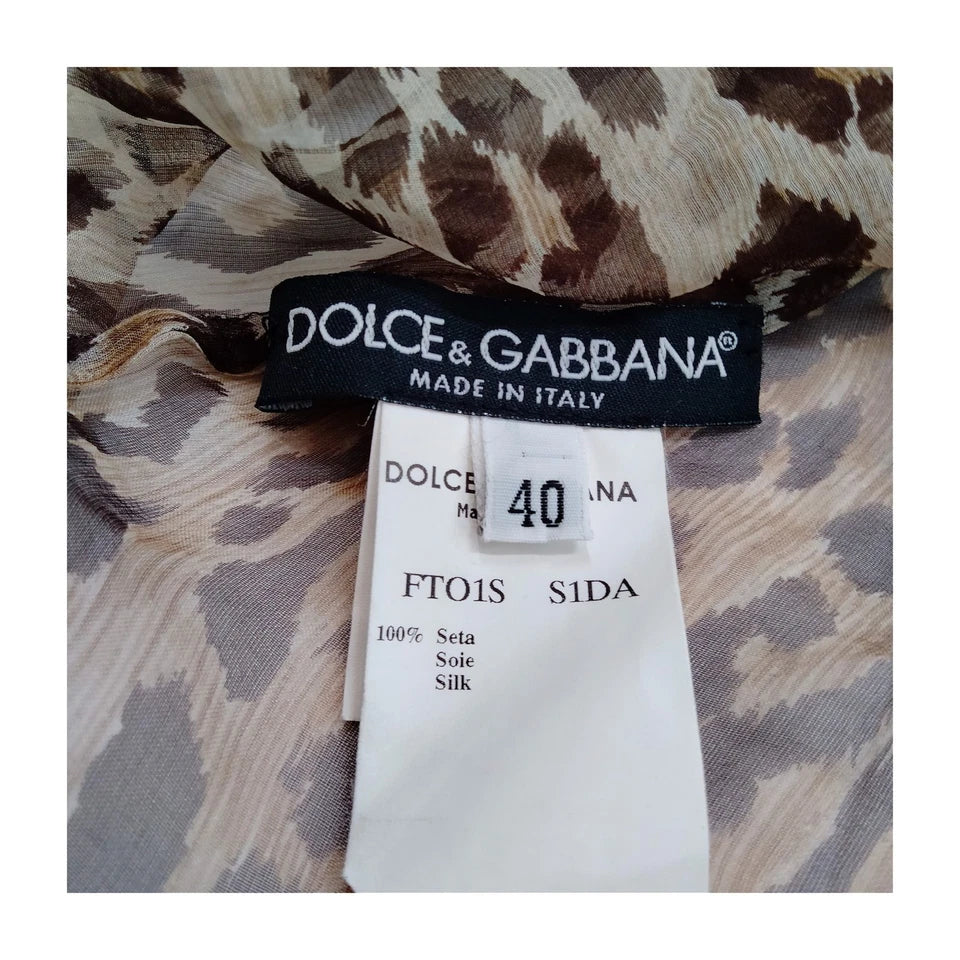 Dolce&Gabbana Italy. D&G Silk Animal Print & Black Accents Top