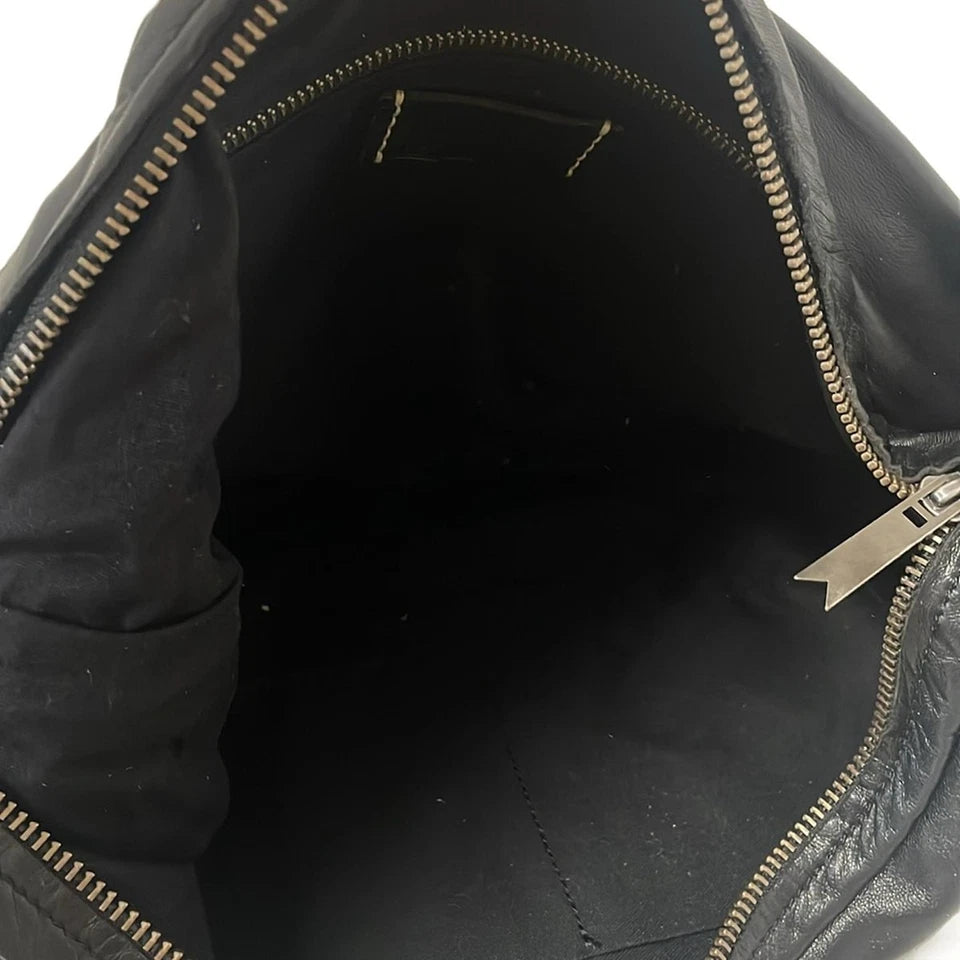 REN JAPAN. Black Lambskin Leather Crossbody Sling/Hobo Style Shoulder Bag