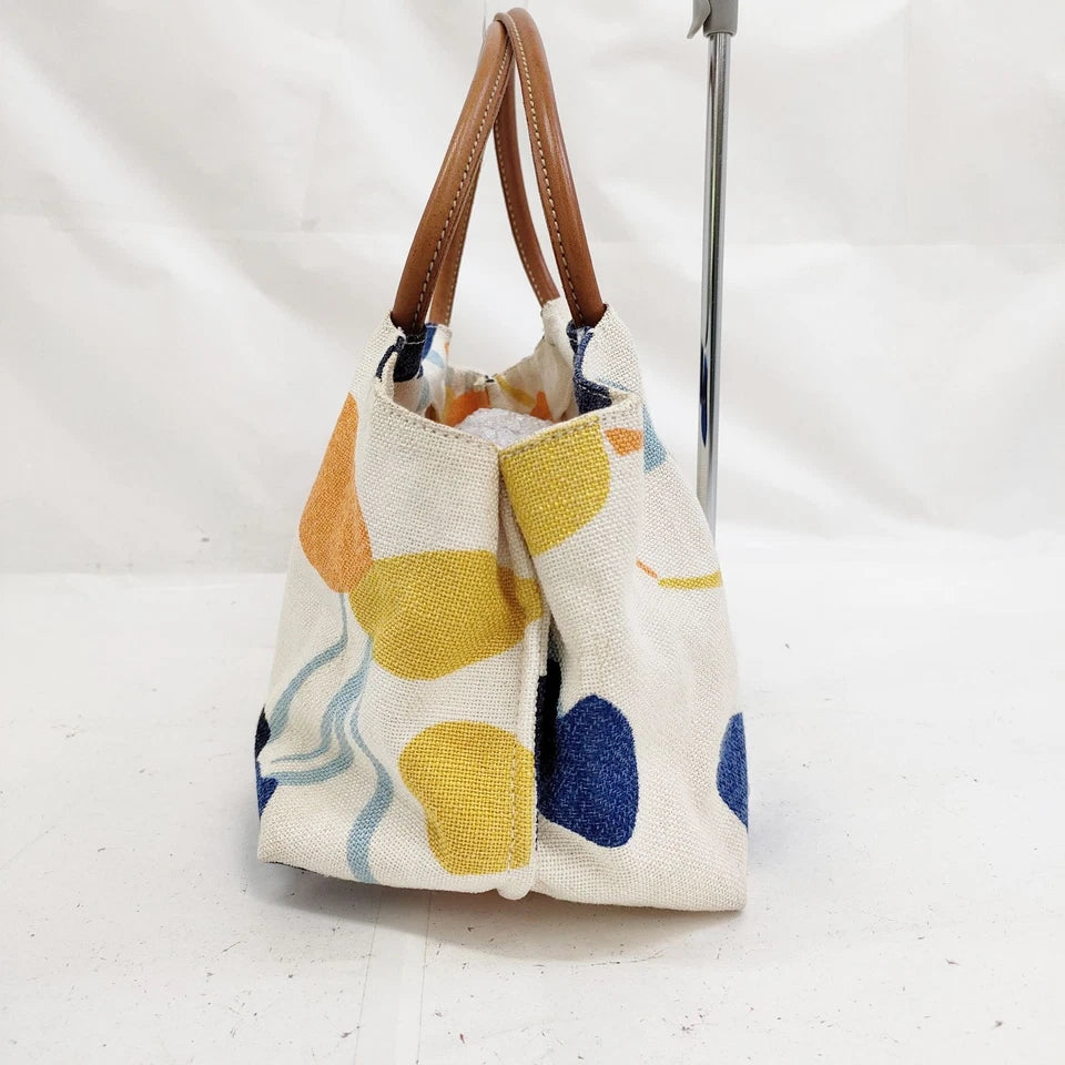 Miu Miu ITALY. Beige Canvas Multi-Color Abstract Shoulder Bag / Hand Bag