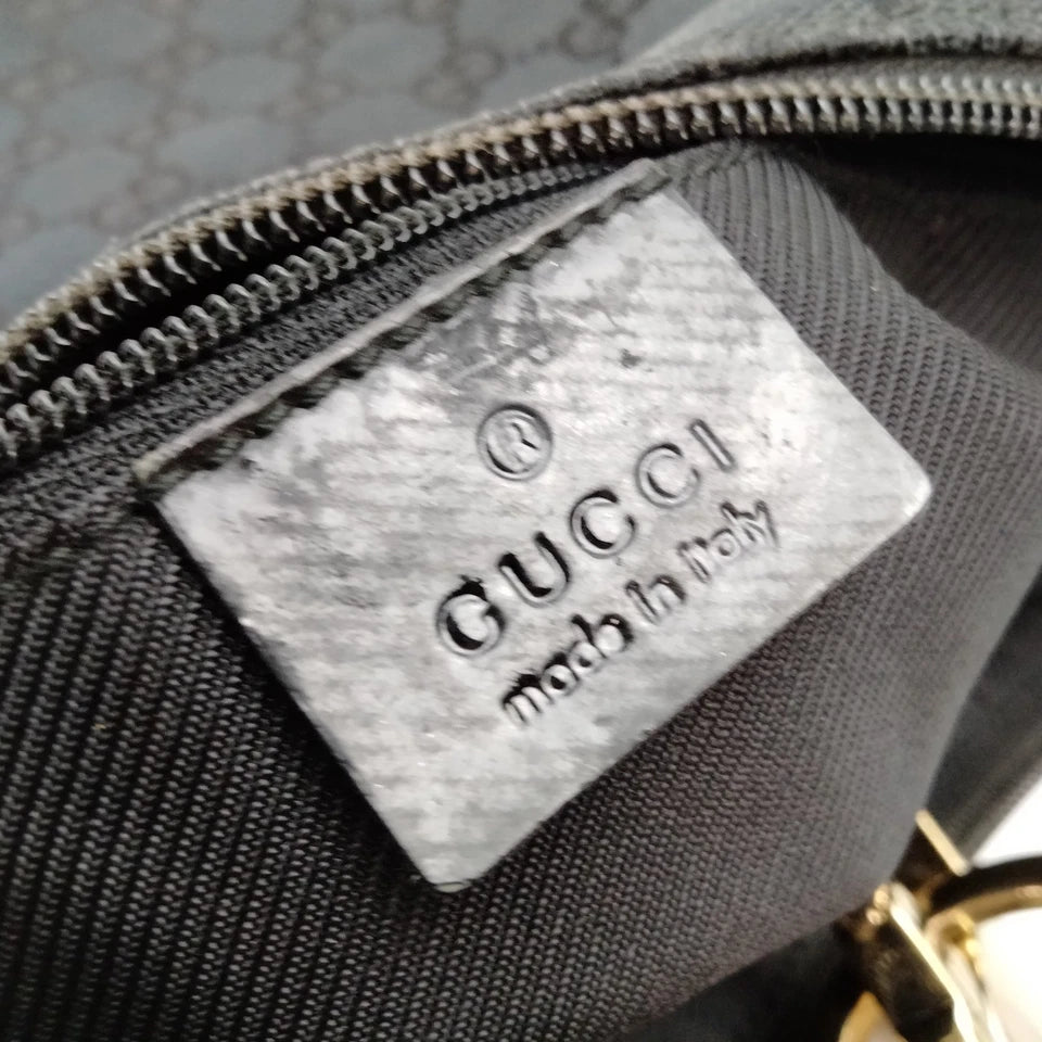 Gucci Italy. Black Canvas/Leather Vintage Shoulder Bag