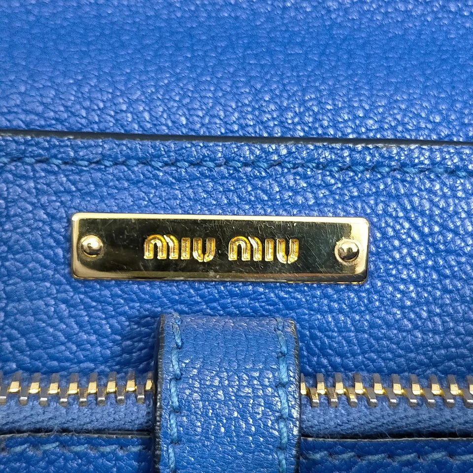 Miu Miu Italy Blue Leather Shoulder Bag