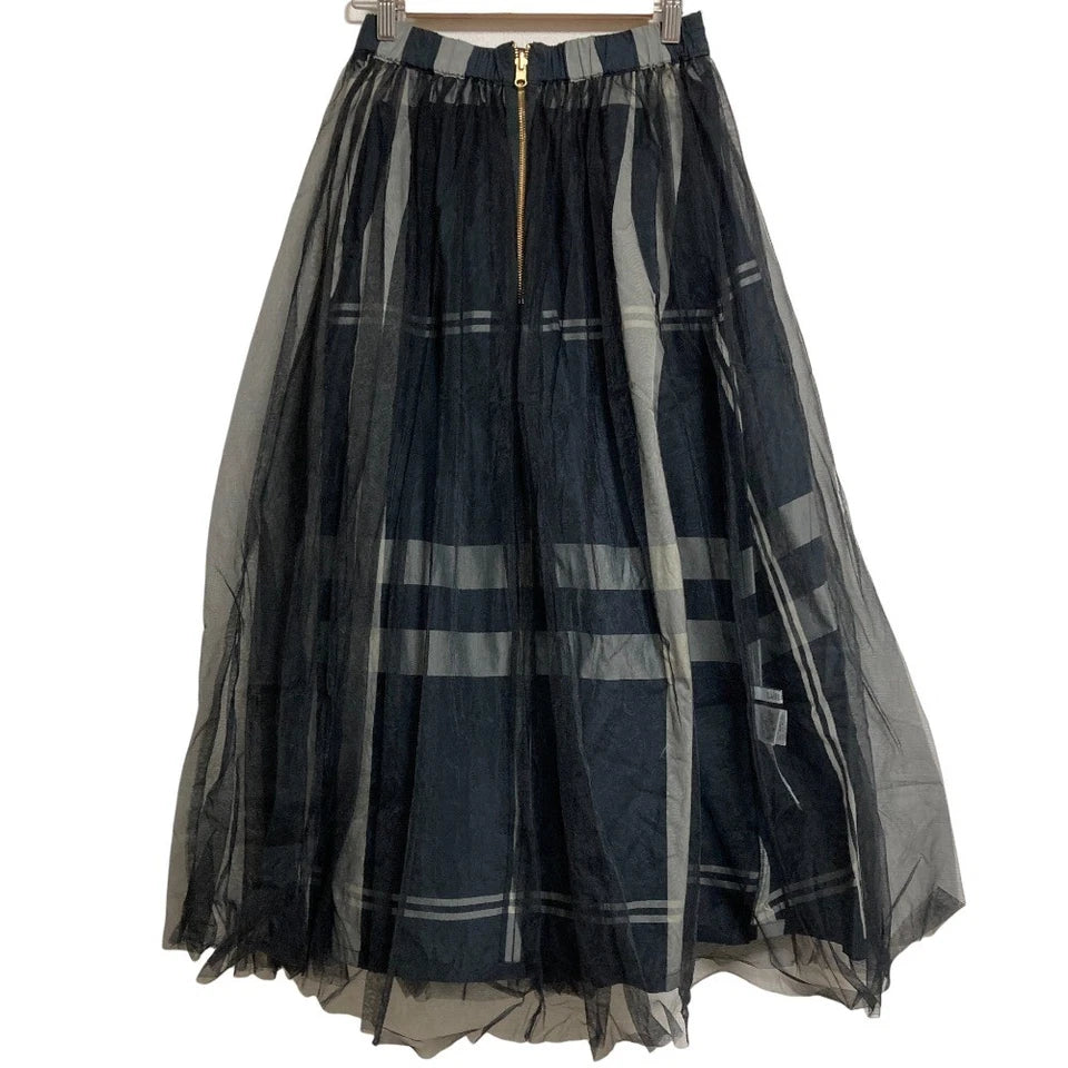 Lallia Mu JAPAN. Black Check Tulle Long Skirt