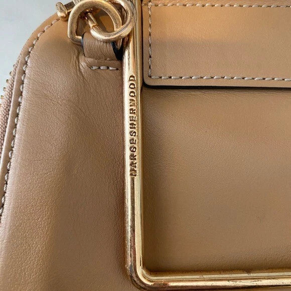 Marge Sherwood Seoul. Tan Leather Mini Breeze Top Handle Crossbody Strap Shoulder Bag