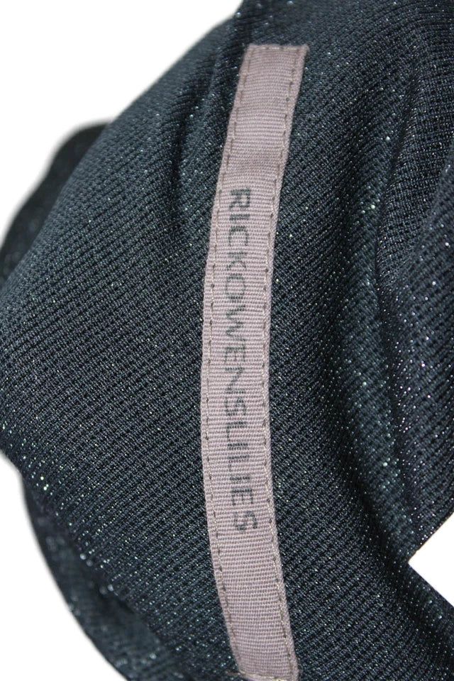 Rick Owens Paris. Black Metallic Knit Sleeveless Beaded Trim Top