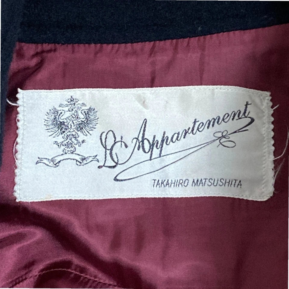 Takahiro Matsushita Japan. L'Appartement. Navy Wool Blend Gold Button PeaCoat