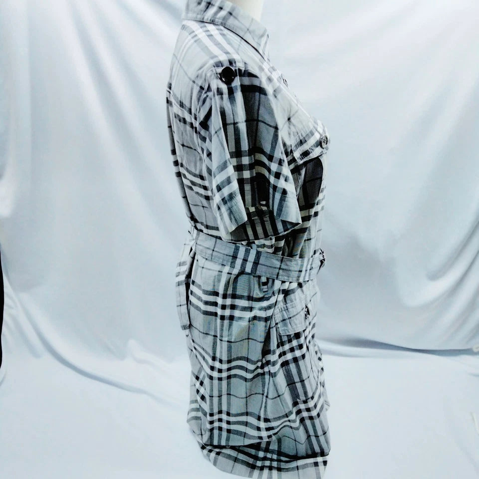 Burberry London. Cotton Plaid Belted Dress