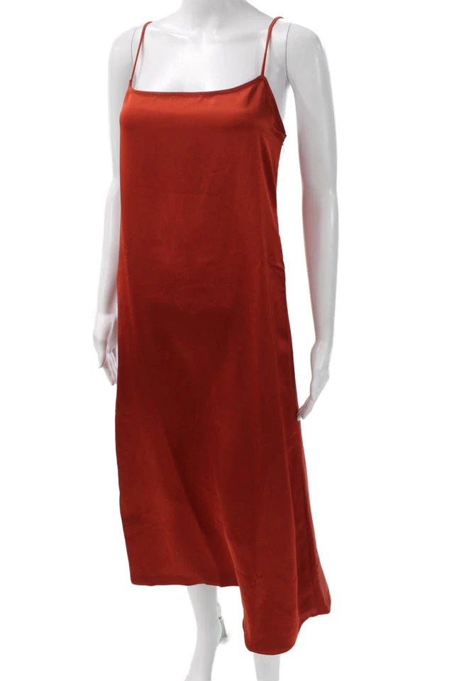 calvin klein orange maxi dress Calvin Klein Asymmetric Satin Maxi Dress