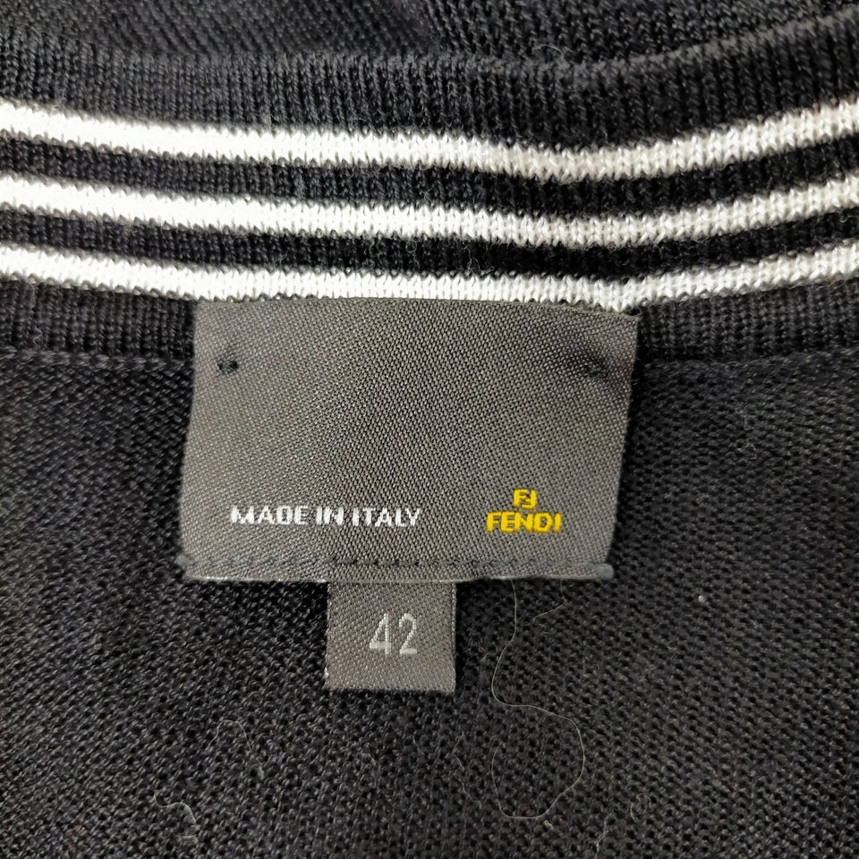 Fendi Italy. Black Cotton Blend Button Front Cardigan Style Top