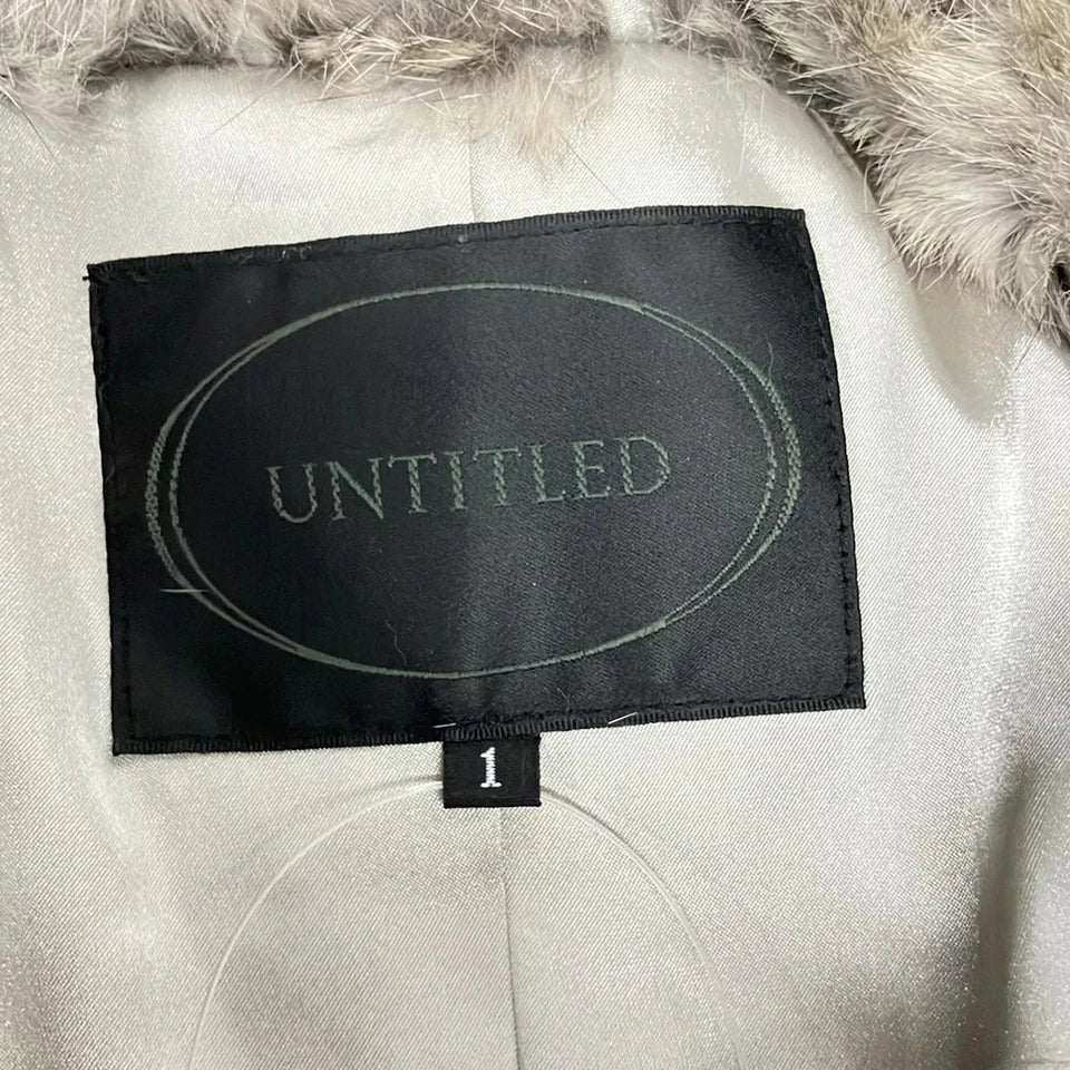 UNTITLED JAPAN. Vintage Luxury Gray Beige Rabbit (Lapin) Cropped Coat