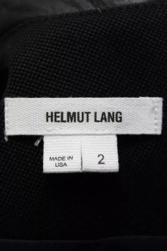 Helmut Lang NY. Black Wool Leather Sleeves Single Button Jacket