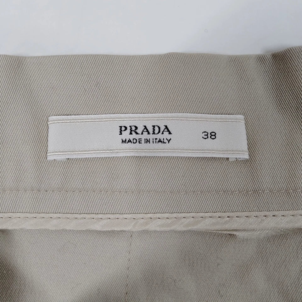 Prada Italy. Beige Cotton/Organic Fibers Blend Skirt
